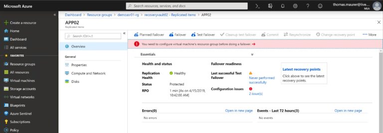 ASR Configure Failover Resource Group