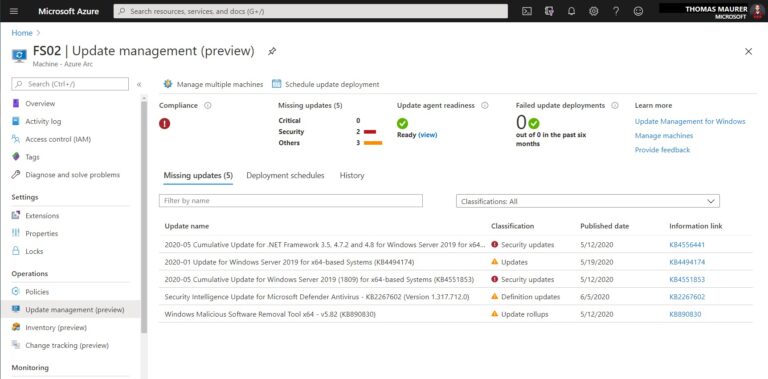 Azure Arc enabled Server Update Management