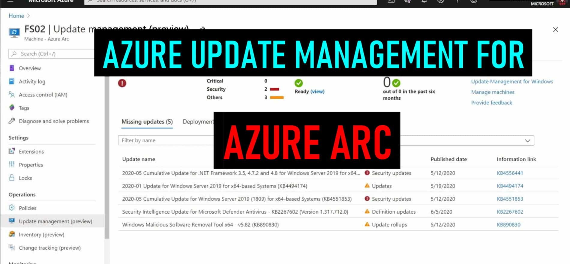 Manage updates of servers using Microsoft Azure using Azure Arc