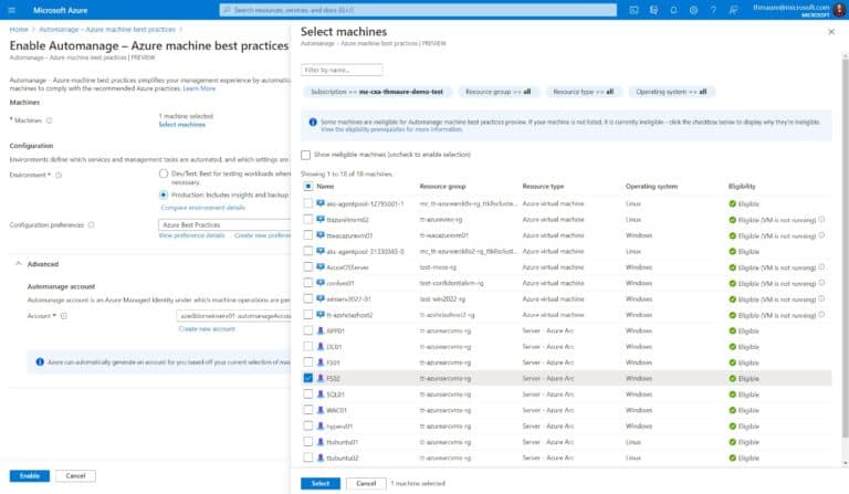 Azure Automanage Azure Arc enabled Servers