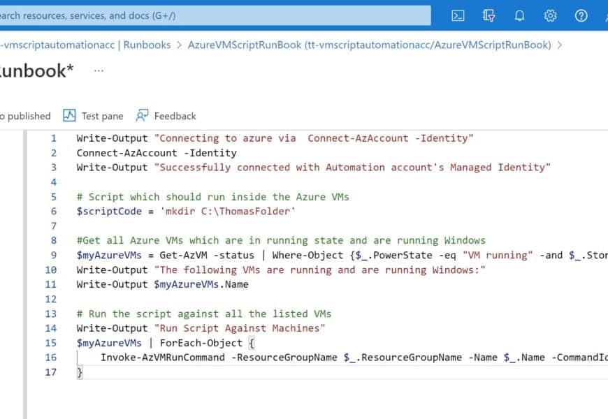 Azure Automation Runbook Script