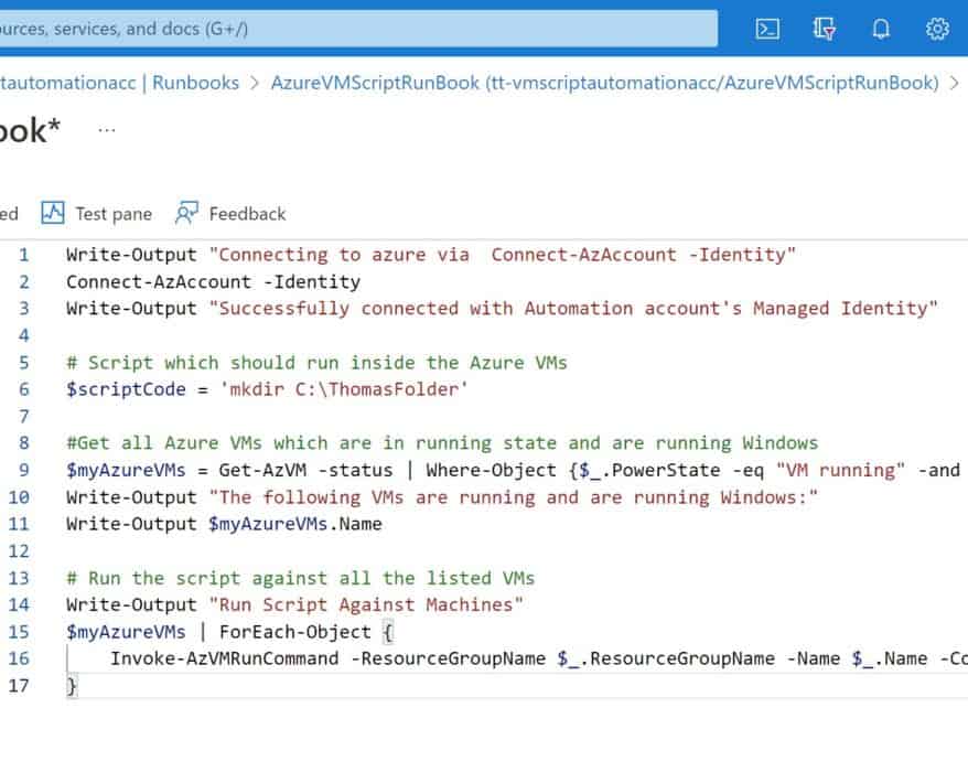 Azure Automation Runbook Script