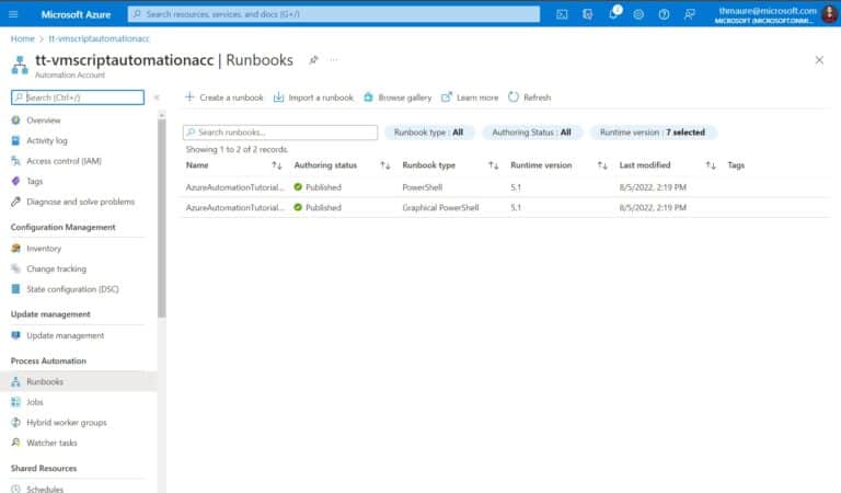 Azure Automation Runbooks