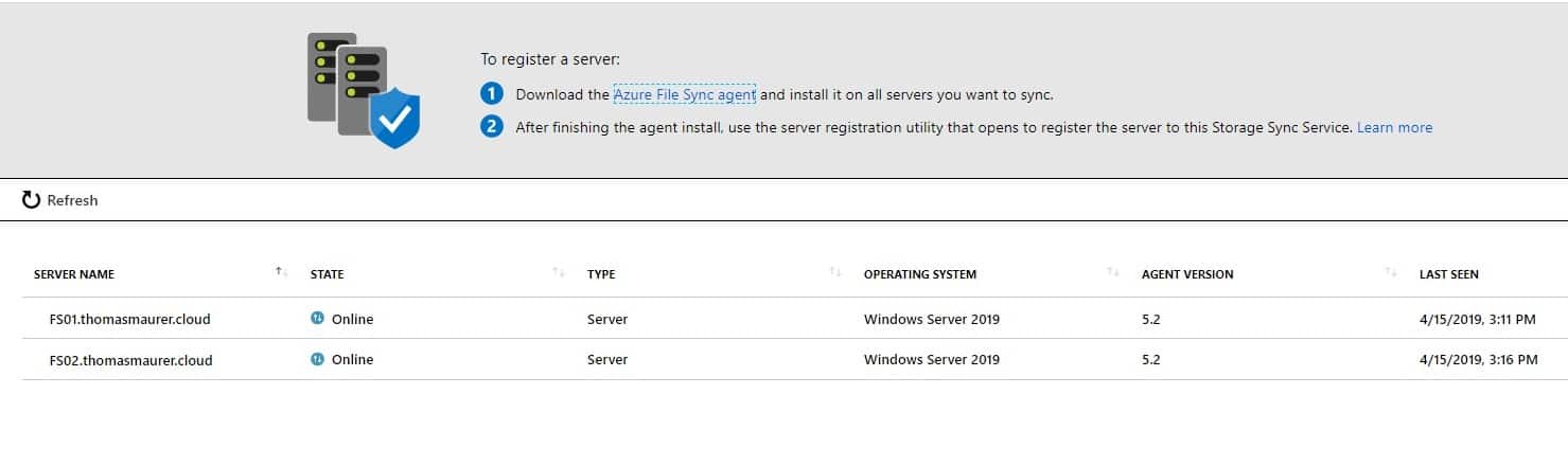 Azure File Sync Windows Admin Center