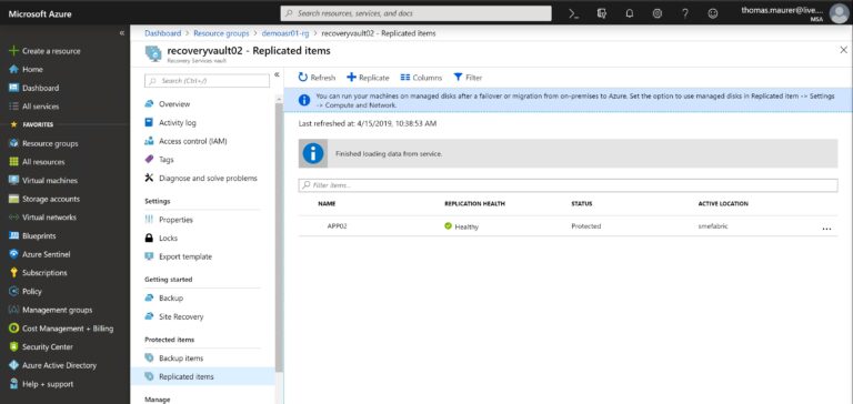 Azure recovery vault