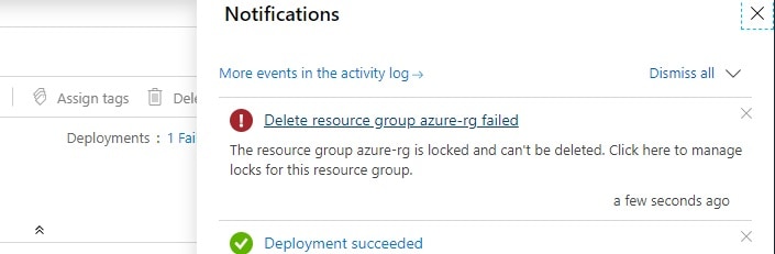 Azure Resource Group is locked and can't be deleted