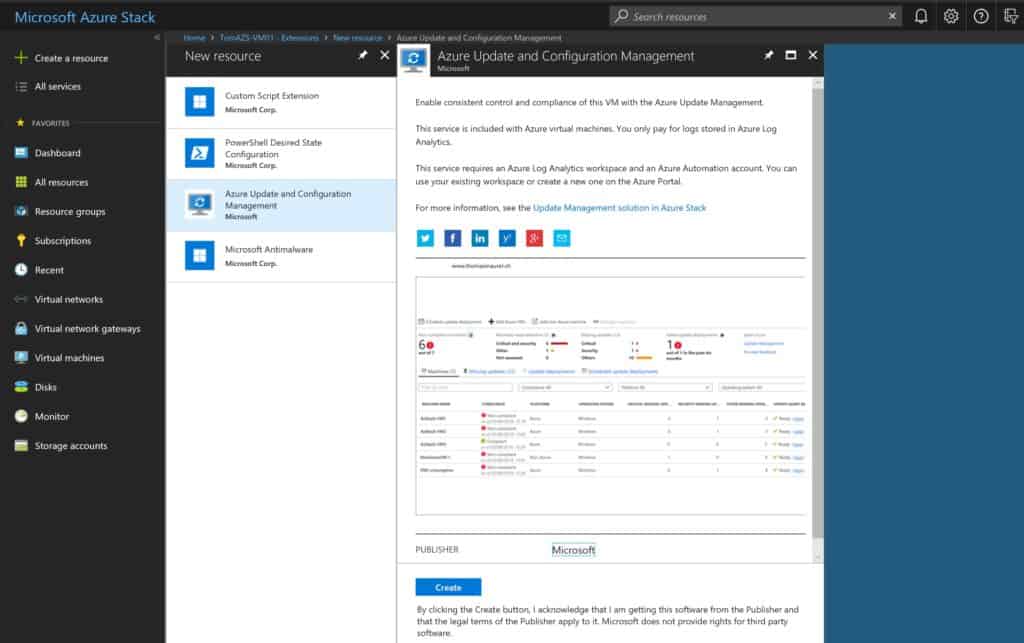 Azure Stack Azure Update and Configuration Management Extension