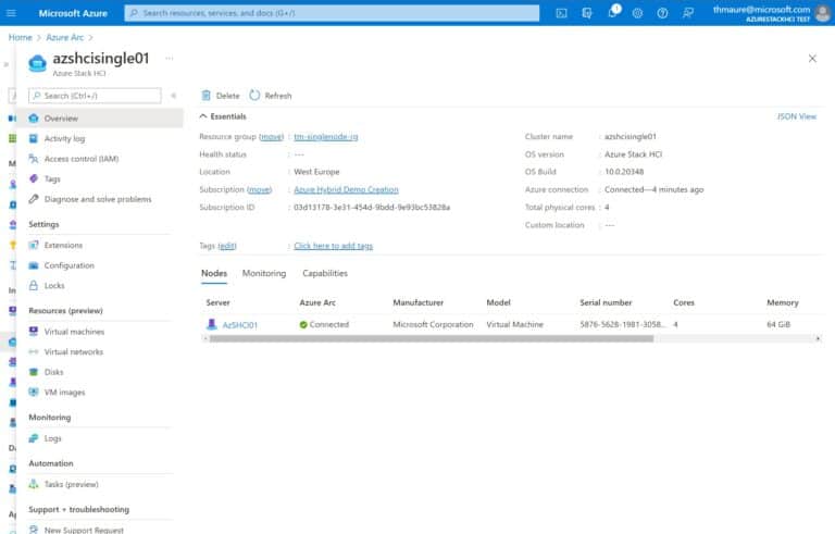Azure Stack HCI in the Azure Portal