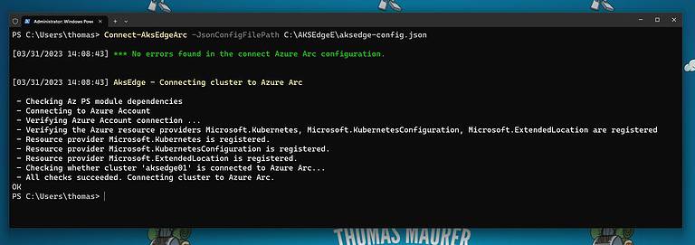 Connect AKS Edge Essentials Cluster to Microsoft Azure using Azure Arc - PowerShell cmdlet