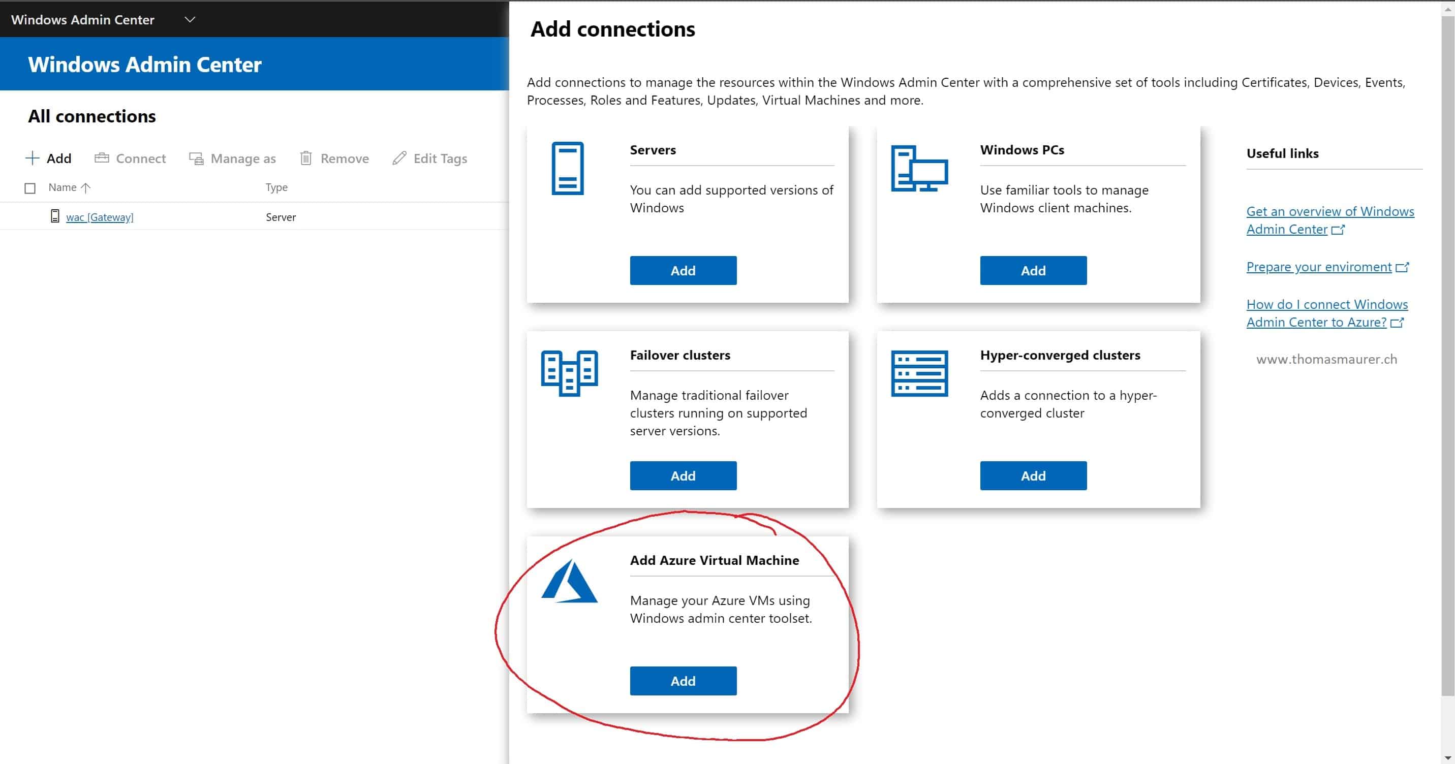 Connect Azure VMs with Windows Admin Center