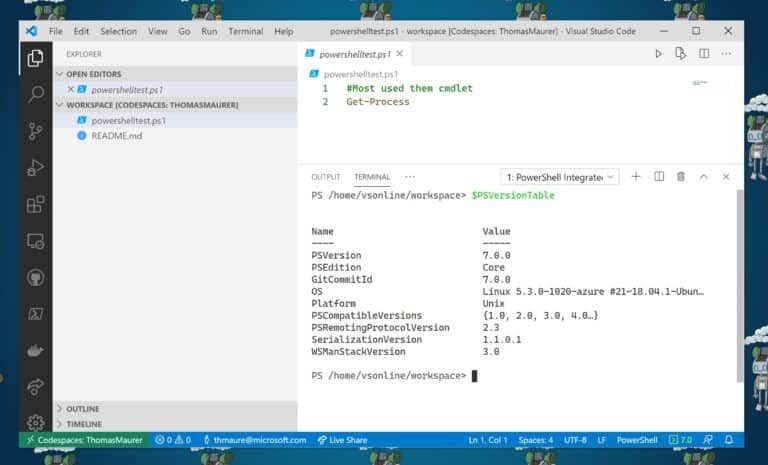 Connected Visual Studio Codespace to VS Code