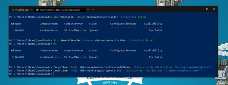 Copy Windows Admin Center MSI to Windows Server Core VM PowerShell Direct