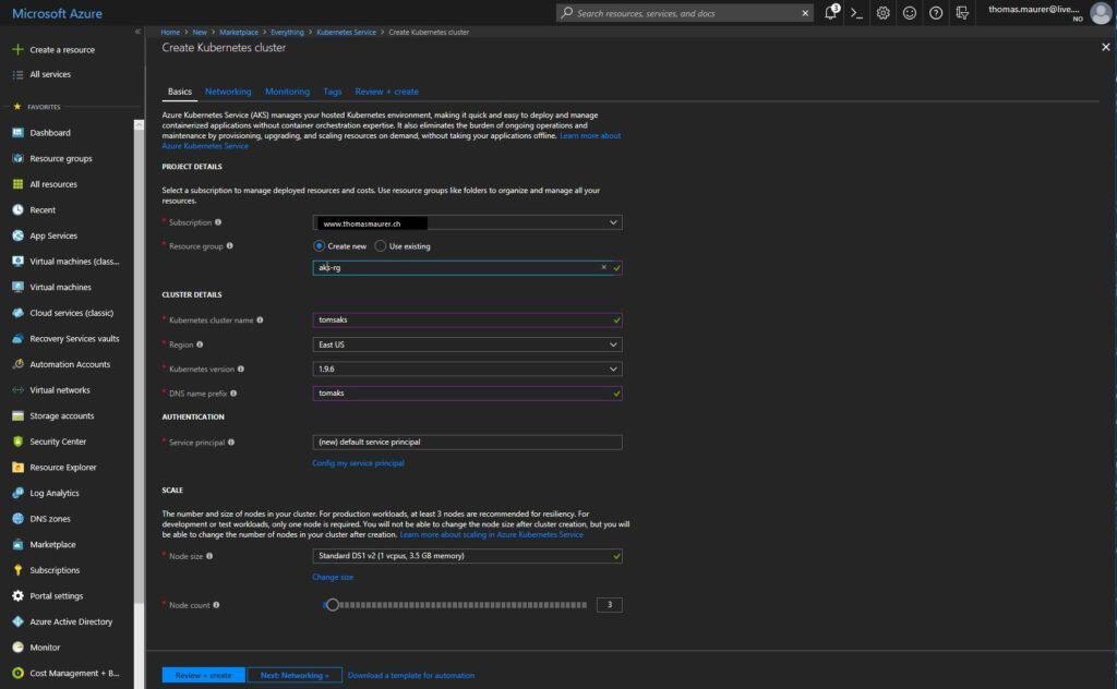 Create Azure Kubernetes Service AKS