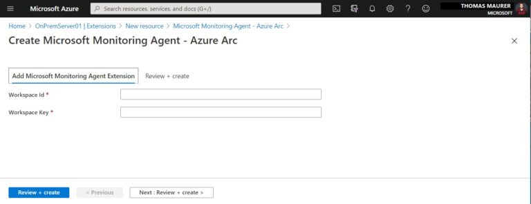 Create Microsoft Monitoring Agent - Azure Arc