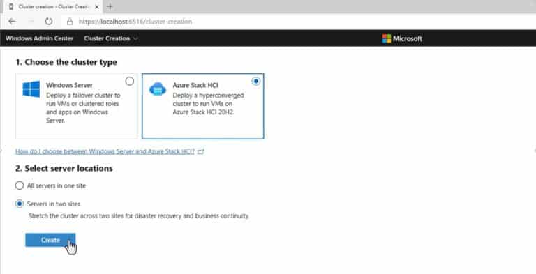 Create two site Azure Stack HCI stretched cluster