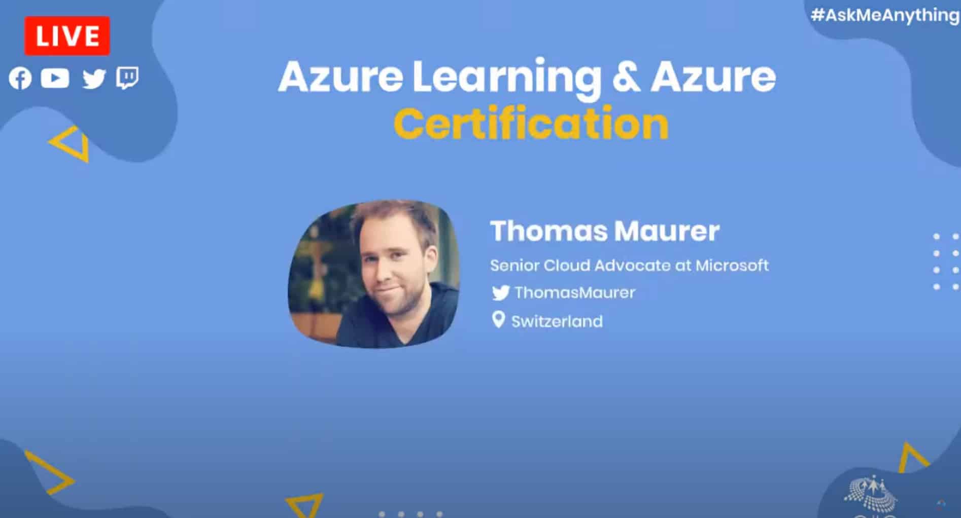 CSharp Corner Azure Learning and Azure Certification - AMA ft Thomas Maurer