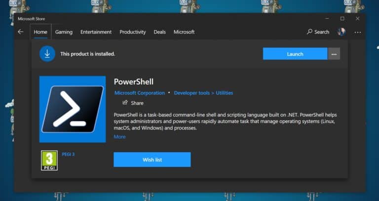 Download and install PowerShell in the Microsoft Store