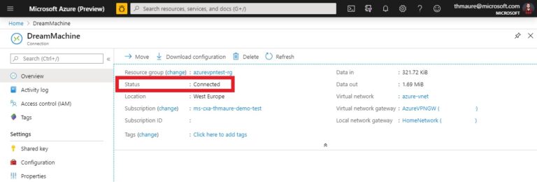 Dream Machine Azure VPN Connection