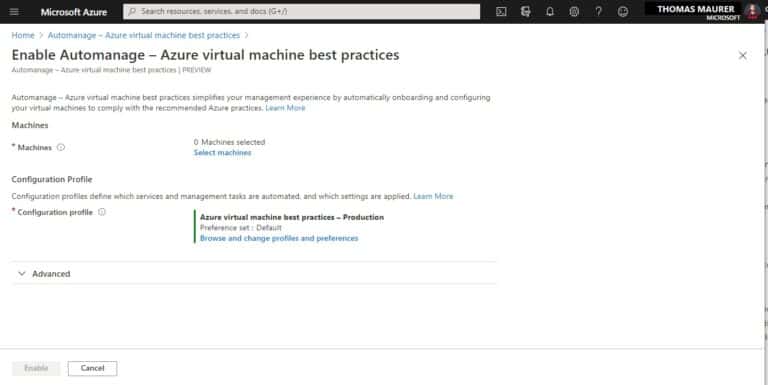 Enable Automanage - Azure virtual machine best practices