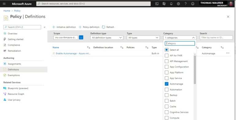 Enable Azure Policy Definition to Enable Automange Azure VMs