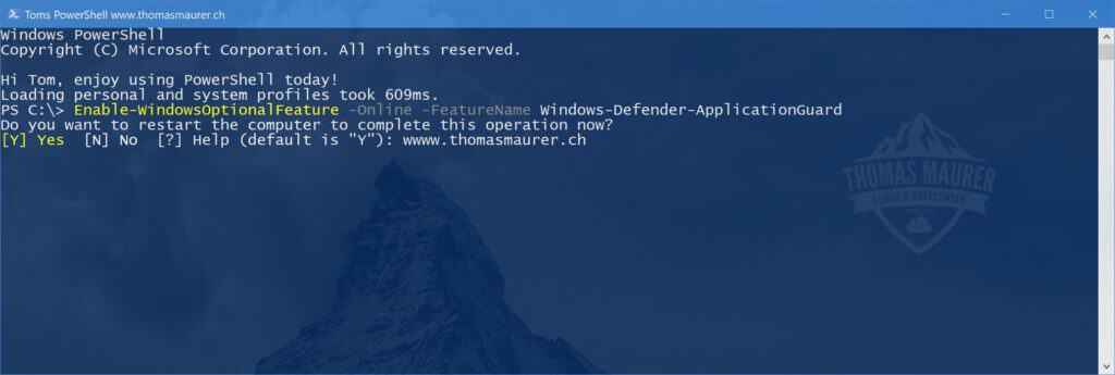 Enable Windows Defender Application Guard using PowerShell