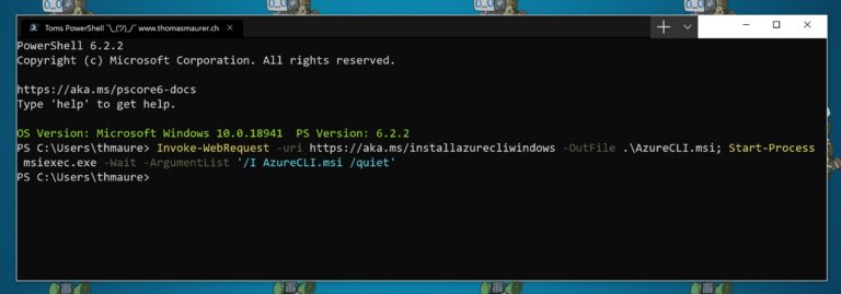 Install Azure CLI on Windows using PowerShell