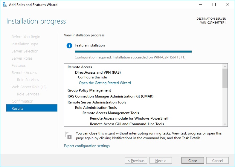 Installation Windows Server 2016 VPN