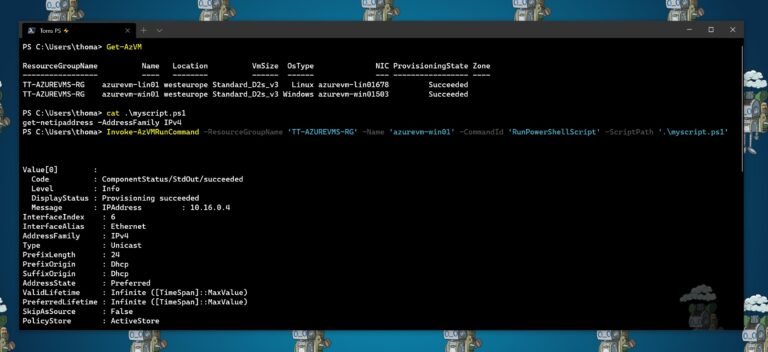 Invoke-AzVMRunCommand to Invoke PowerShell script against an Azure VM