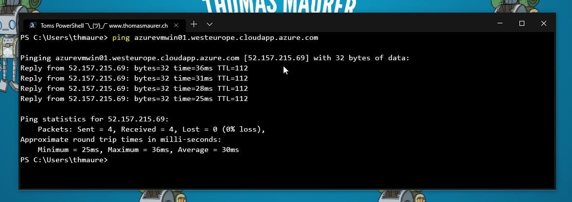 Ping Azure VM Public IP address