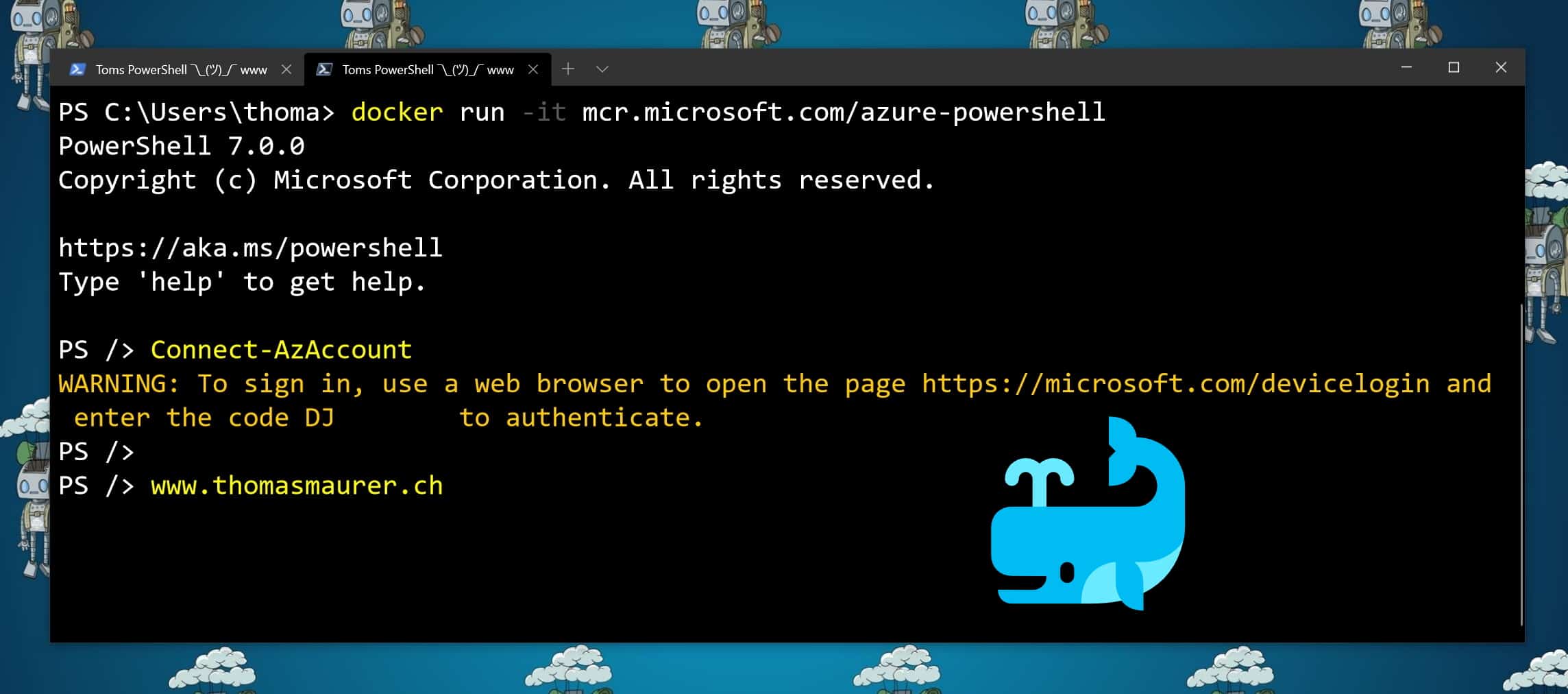 Run Azure PowerShell in a Docker Container Image