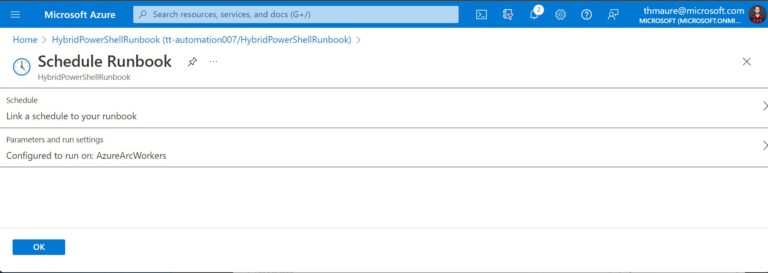 Schedule and Configure Hybrid Runbook settings