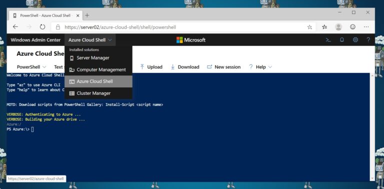 Start Cloud Shell in Windows Admin Center