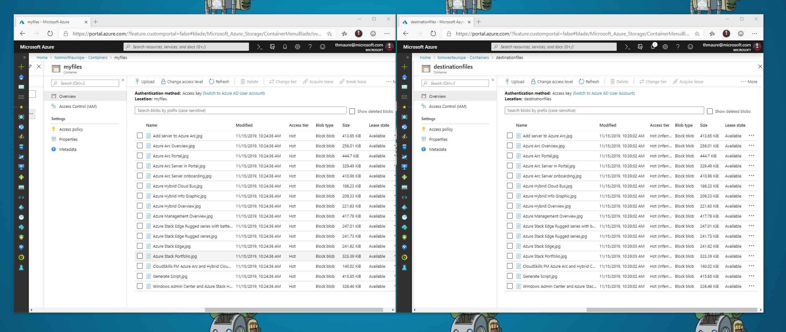 Synced Azure Storage Accounts