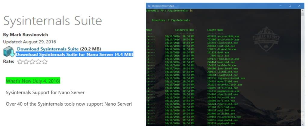 Sysinternals for Nano Server