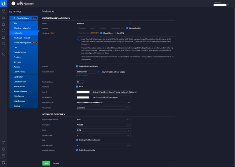 UniFi Network Azure VPN