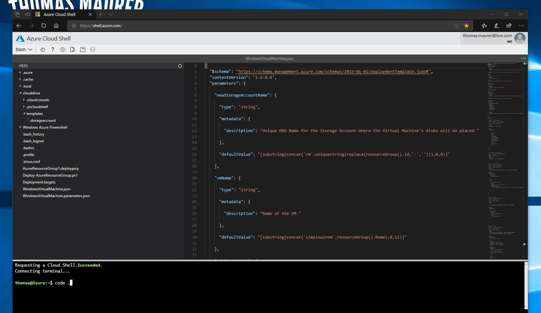 VSCode in Azure Cloud Shell