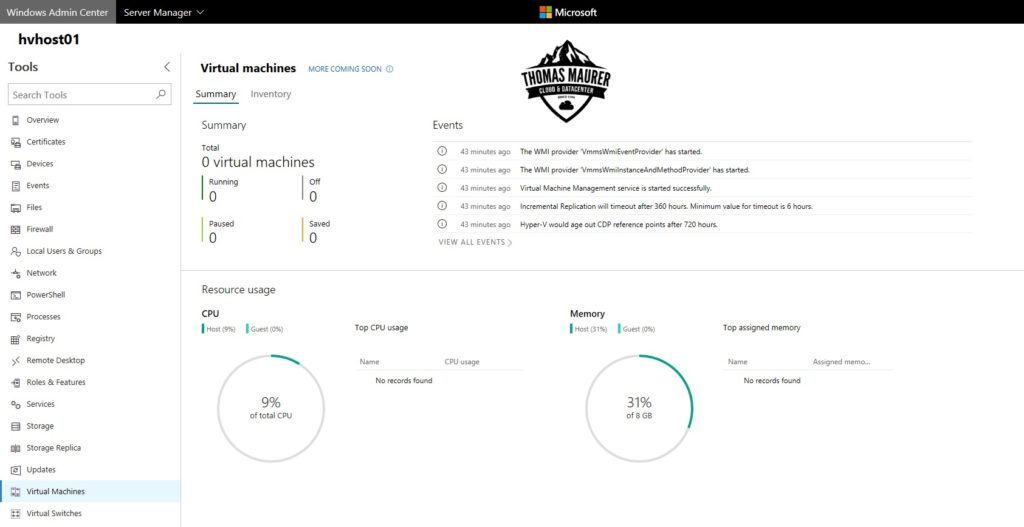 Windows Admin Center Hyper-V