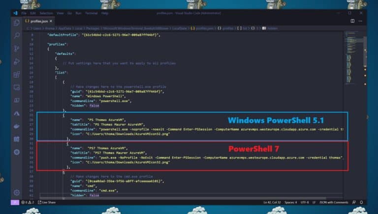 Windows Terminal Settings profiles