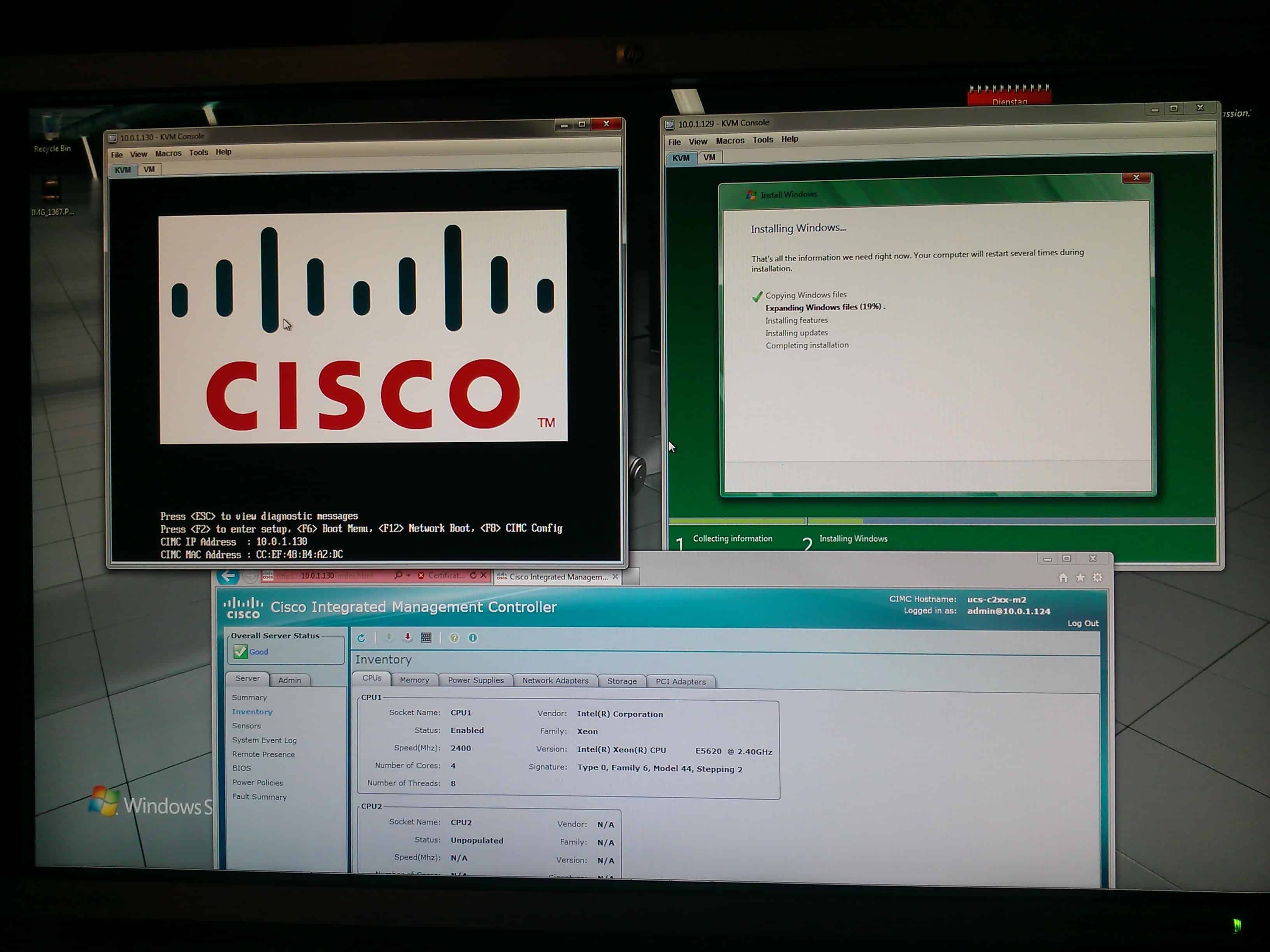 Cisco UCS C200 M2 with Windows Server 2008 R2 and Windows Server 8 #HyperV