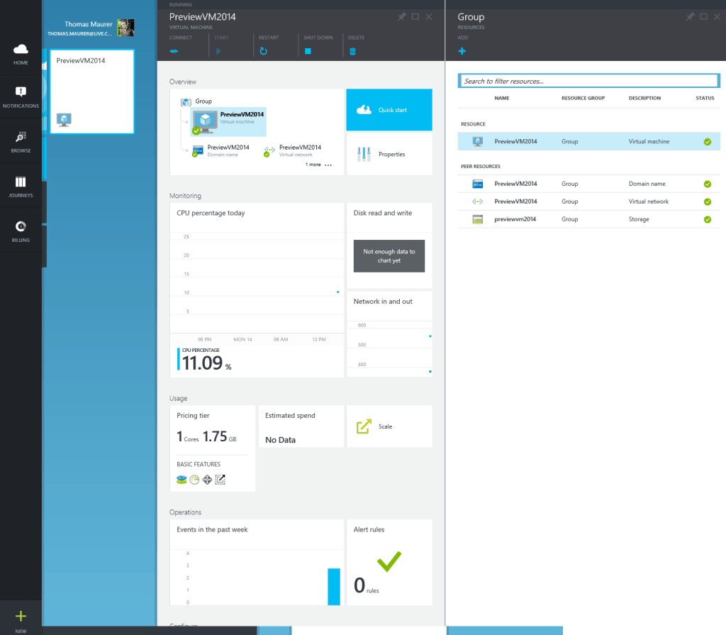 Azure Preview Portal Virtual Machine