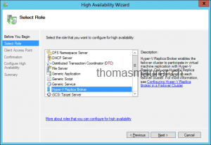 Enable Hyper-V Replica Broker role