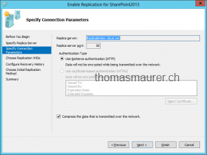 Hyper-V Replica Connection Parameters