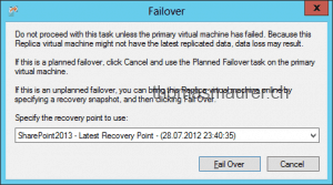 Hyper-V Replica Failover Recovery Point