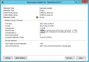 Hyper-V Replica replication state and healt VM