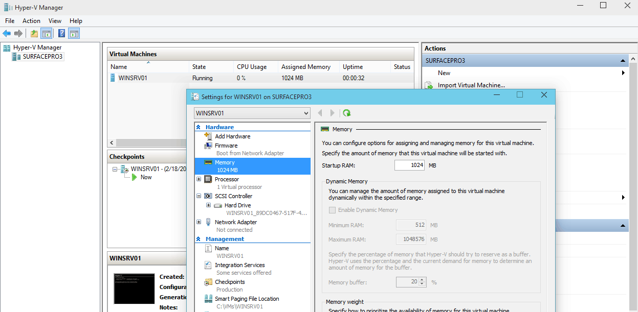 Hyper-V vNext Runtime Memory Resize