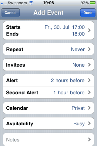 iOS 4.1 beta 2 calendar invites