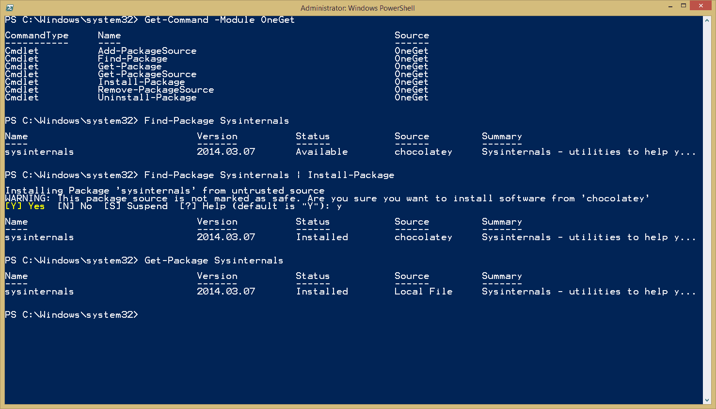 Install Sysinternals from PowerShell