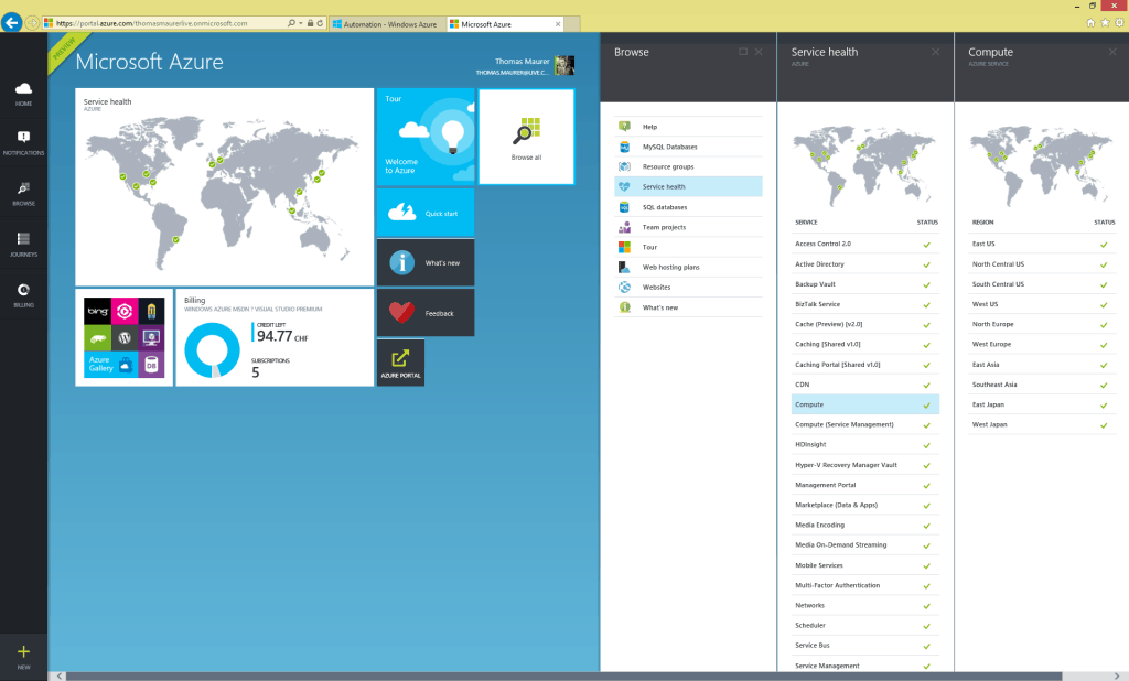 New Microsoft Azure Portal