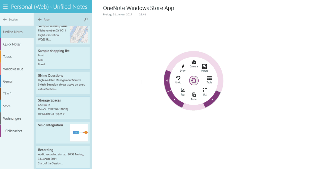 OneNote Windows Store App