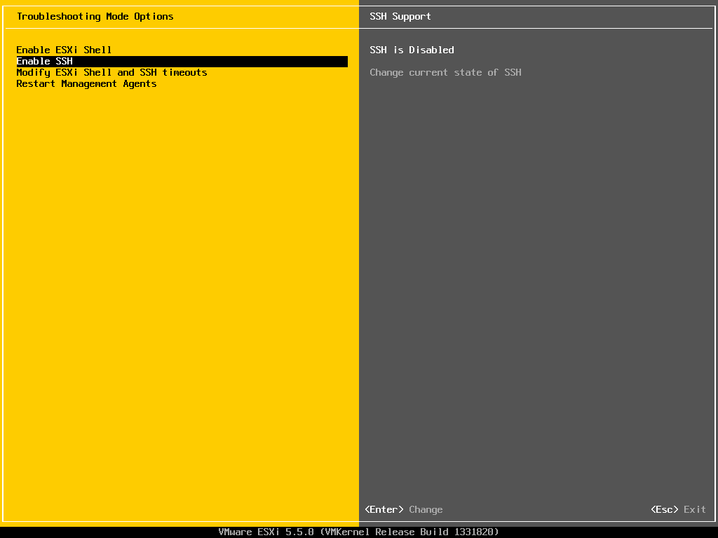 VMware ESXi enable SSH